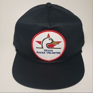 Vintage Rare 1980's Texas Ducks Unlimited Black Red White Snapback Hat/Cap